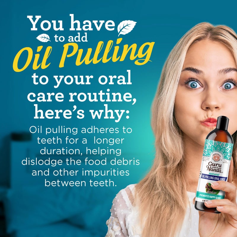 GuruNanda CocoMint Oil Pulling Mouthwash for Complete Oral Hygiene, 7 Essential Oils & Vitamins for Happy Teeth & Gums & Fresh Breath , Alcohol-Free, 8 oz - Image 5